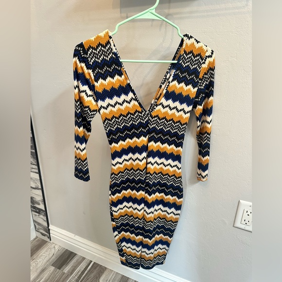 Olive Tree Multi Color Flattering Pattern Dress - Picture 3 of 6